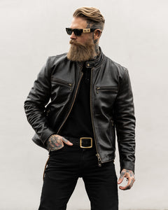 Leather Belt: Black with Brass Buckle
