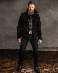 Master Supply Co Field Jacket Black - Full-Grain Cowhide Chore-Style Coat”, “Durable Black Field Jacket for Men”, “Versatile Unlined Field Jacket by Master Supply Co”
