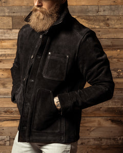 Master Supply Co Field Jacket Black - Full-Grain Cowhide Chore-Style Coat”, “Durable Black Field Jacket for Men”, “Versatile Unlined Field Jacket by Master Supply Co”