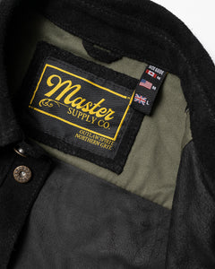Master Supply Co Field Jacket Black - Full-Grain Cowhide Chore-Style Coat”, “Durable Black Field Jacket for Men”, “Versatile Unlined Field Jacket by Master Supply Co”