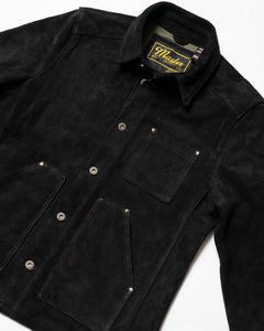 Master Supply Co Field Jacket Black - Full-Grain Cowhide Chore-Style Coat”, “Durable Black Field Jacket for Men”, “Versatile Unlined Field Jacket by Master Supply Co”