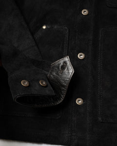 Master Supply Co Field Jacket Black - Full-Grain Cowhide Chore-Style Coat”, “Durable Black Field Jacket for Men”, “Versatile Unlined Field Jacket by Master Supply Co”