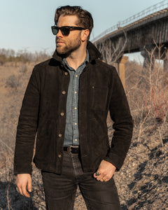 Master Supply Co Field Jacket Black - Full-Grain Cowhide Chore-Style Coat”, “Durable Black Field Jacket for Men”, “Versatile Unlined Field Jacket by Master Supply Co”