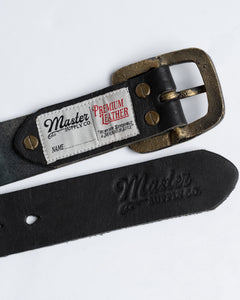 Leather Belt: Black with Rustic Buckle