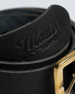 Leather Belt: Black with Brass Buckle