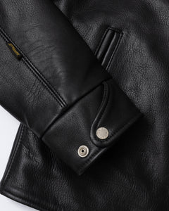 Master Supply Co Bonneville Half Belt Jacket - Durable 1.5mm Semi-Vegetable Tanned Cowhide Leather with Sage Green Cotton Twill Liner, Zippered Horizontal Breast Pocket, and Vented Multi-Panel Back.