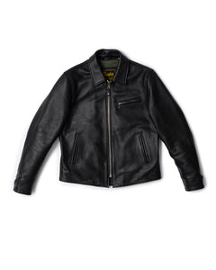 Master Supply Co Bonneville Half Belt Jacket - Durable 1.5mm Semi-Vegetable Tanned Cowhide Leather with Sage Green Cotton Twill Liner, Zippered Horizontal Breast Pocket, and Vented Multi-Panel Back.