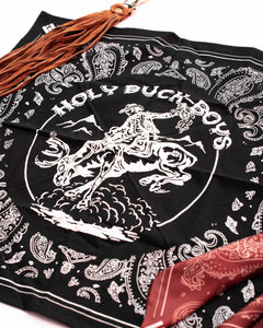 Master Supply Co Paisley Red Bandana, Holy buck boy Bandana and Leather fringe Keychain Set of 3