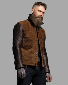"The Scoundrel Jacket by Master Supply Co features a unique blend of heritage and tradition. This jacket is made from a combination of Full Grain Cow leather, providing a durable and stylish look. Perfect for those who appreciate a more traditional approach to fashion, the Scoundrel jacket is sure to make a statement. Upgrade your wardrobe today with this one-of-a-kind jacket."