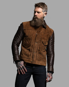 "The Scoundrel Jacket by Master Supply Co features a unique blend of heritage and tradition. This jacket is made from a combination of Full Grain Cow leather, providing a durable and stylish look. Perfect for those who appreciate a more traditional approach to fashion, the Scoundrel jacket is sure to make a statement. Upgrade your wardrobe today with this one-of-a-kind jacket."