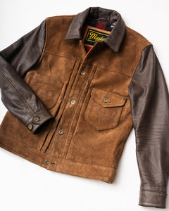 "The Scoundrel Jacket by Master Supply Co features a unique blend of heritage and tradition. This jacket is made from a combination of Full Grain Cow leather, providing a durable and stylish look. Perfect for those who appreciate a more traditional approach to fashion, the Scoundrel jacket is sure to make a statement. Upgrade your wardrobe today with this one-of-a-kind jacket."